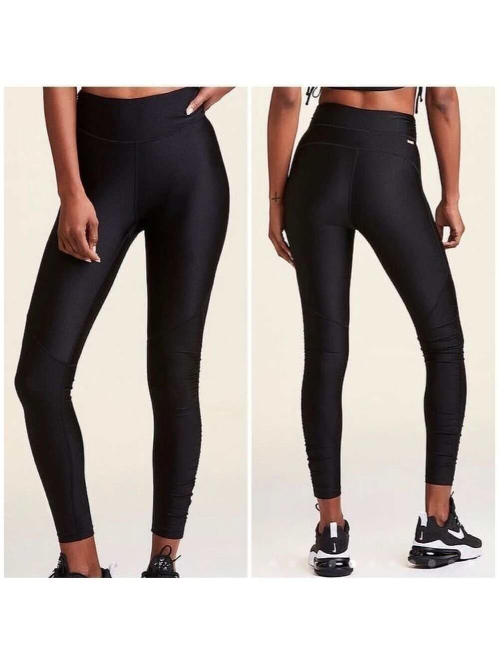 ALALA Black Shine High Waisted Cinch Tights Leggings